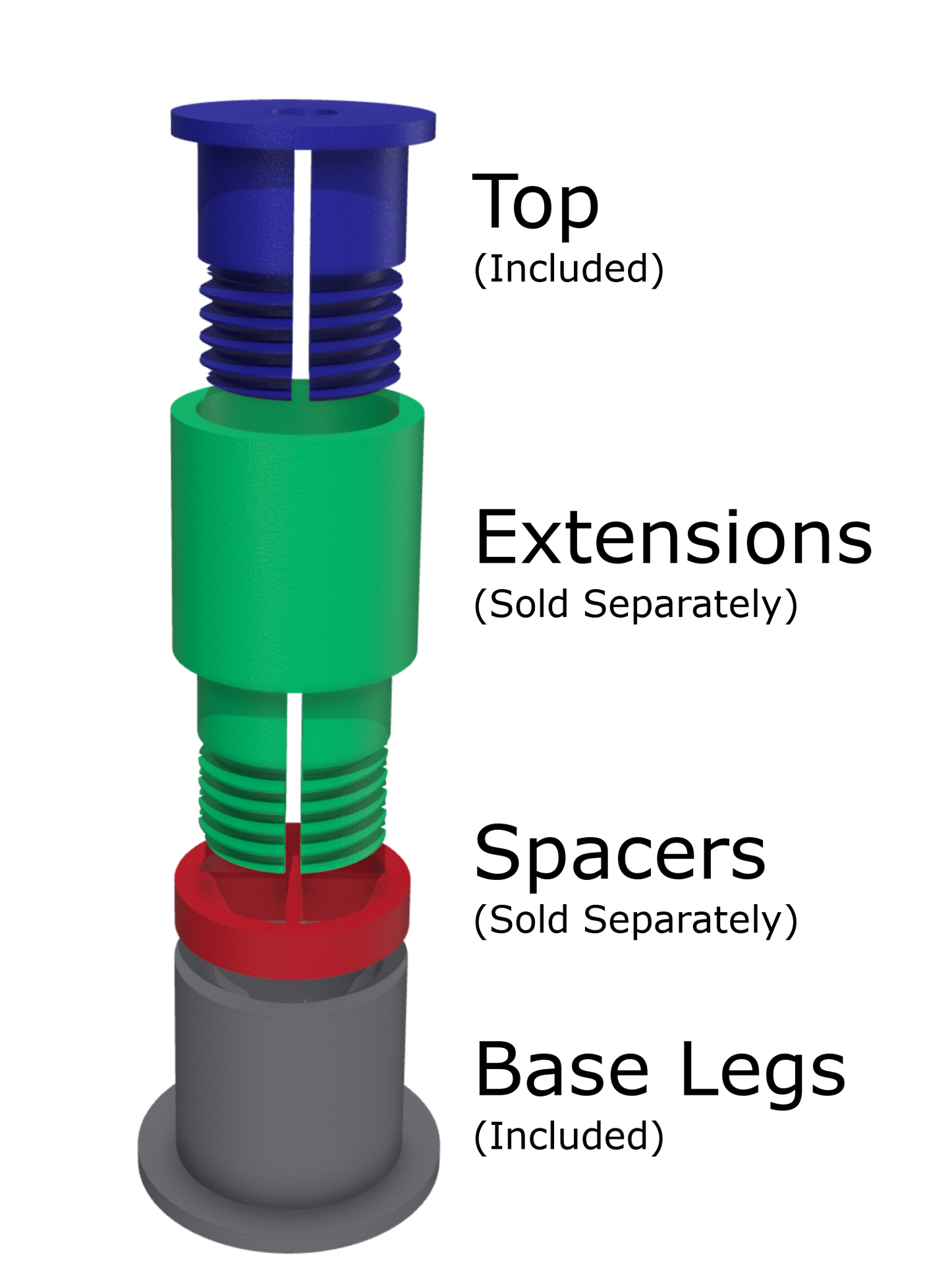 Legs to use with Egg Crate to increase height and stability.