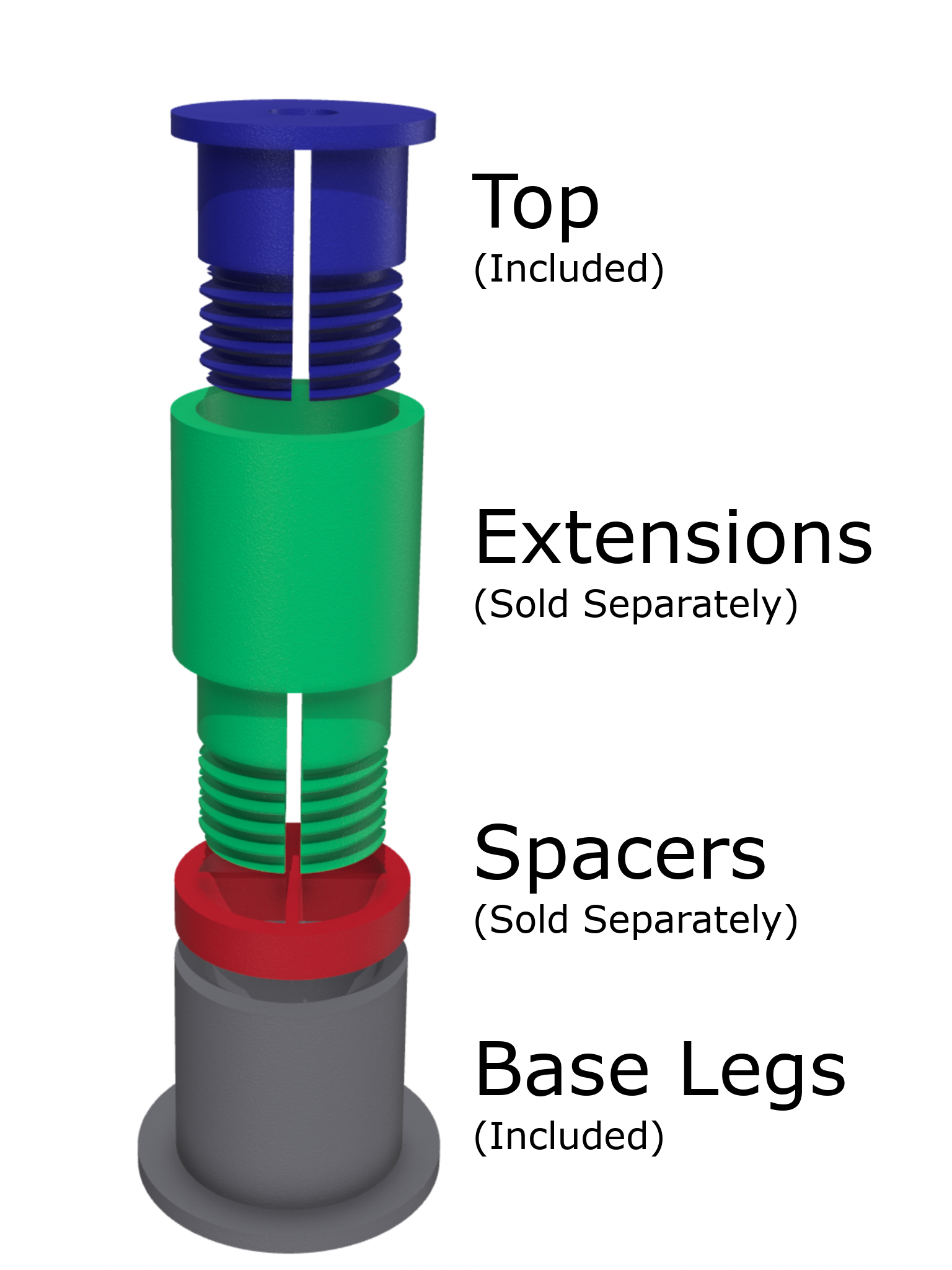 Legs to use with Egg Crate to increase height and stability.